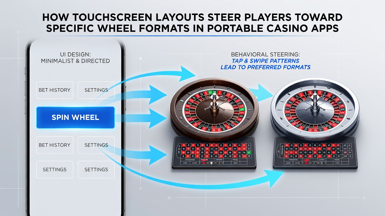 Close-up view of a portable device showing roulette wheel selection influenced by touch layout