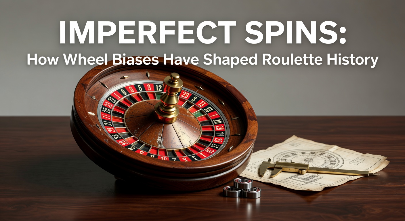 Vintage roulette wheel from Monte Carlo era, tilted slightly to illustrate mechanical bias in early casino games